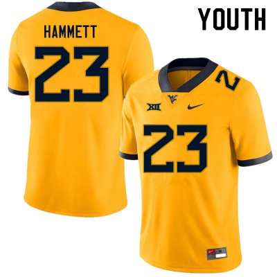 Youth West Virginia Mountaineers NCAA #23 Ja'Corey Hammett Gold Authentic Nike Stitched College Football Jersey QY15M34UW